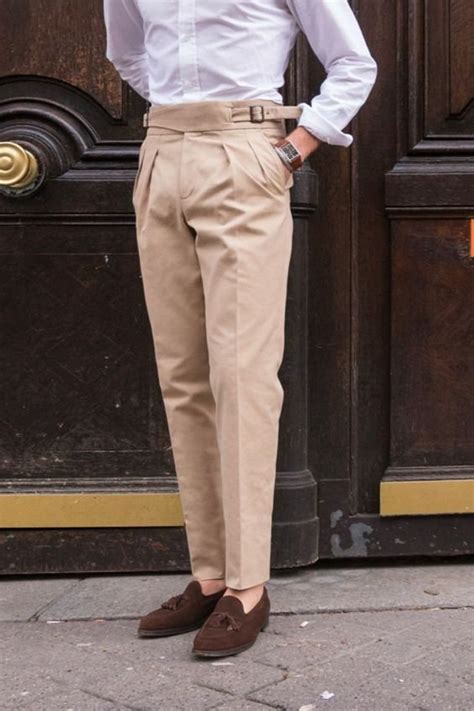 Men Dress Pants Slim Fit Gurkha Trouser Cotton High Waist Etsy