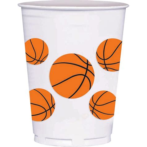 Basketball 14 Oz Plastic Cups 8 Count