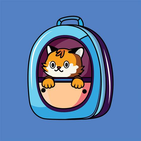 Cute Cat In The Bag Cartoon Sticker Vector Illustration 22429782 Vector