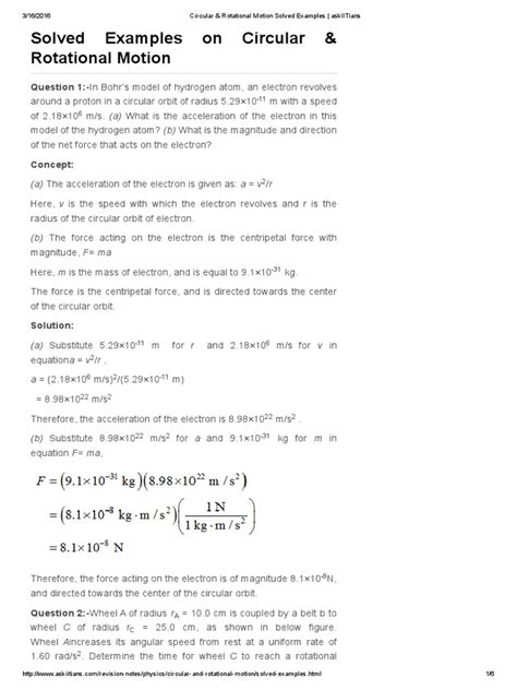 Circular & Rotational Motion Solved Examples - AskIITians | PDF ...