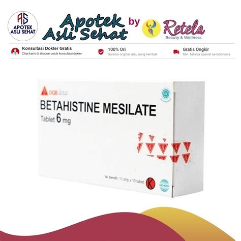 Jual BETAHISTINE MESILATE OGB DEXA MEDICA 6 MG BOX 100 TABLET Shopee