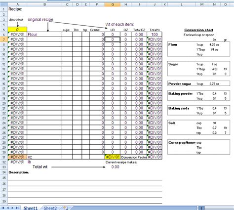 Recipe Template Excel