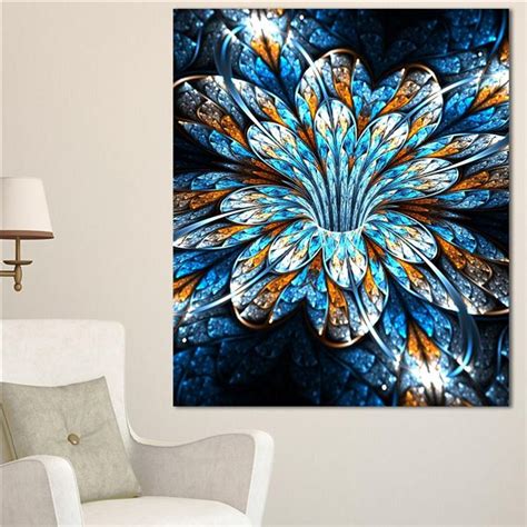 NEW DESIGN ART TURQUOISE FRACTAL FLOWER 20" X 40"