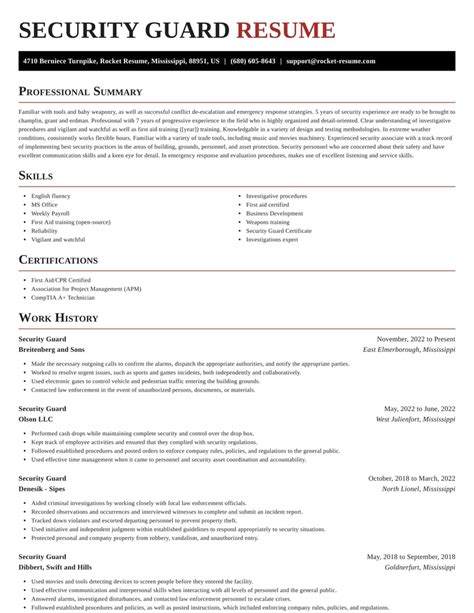 Security Guard Resume Sample Doc - Tantmaheb