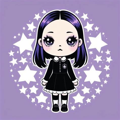 Pastel Goth Celestial Lydia Deetz Kawaii Anime Vector Illustration