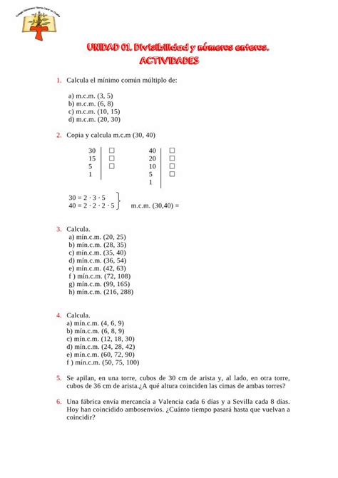 Pdf Act Ud Divisibilidad Y Numeros Enteros Dokumen Tips