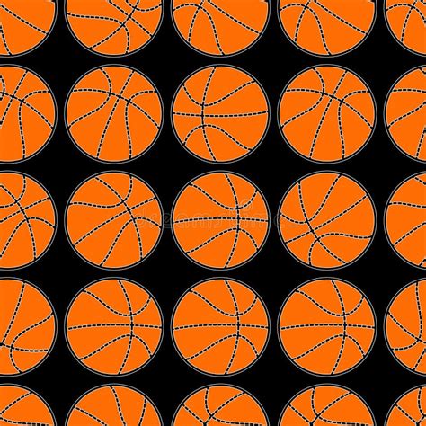 Basketball With Stitching Detail Seamless Pattern Stock Vector