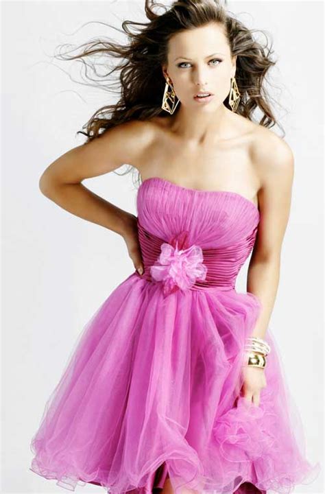 Fuchsia Strapless Empire Short Mini A Line Tulle Prom Dress With Sash