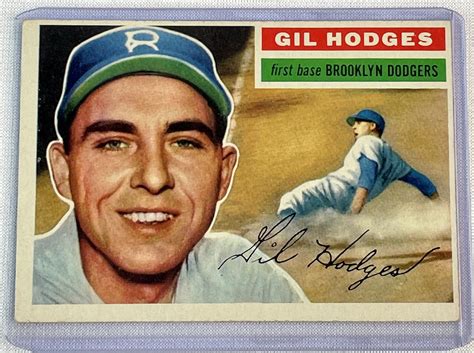 Lot 1956 Topps Gray Back 145 Gil Hodges Brooklyn Dodgers Baseball Card