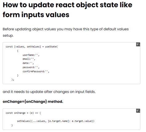 Update Object State Form Inputs Value React 18