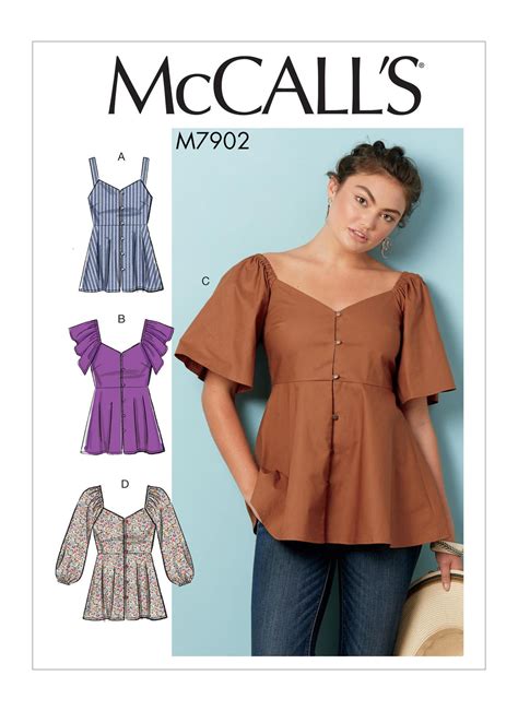 M7902 Misses Tops McCall S Patterns Peplum Top Pattern Mccalls