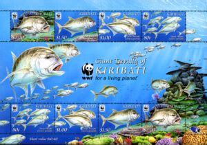 Postzegel Wwf Giant Trevally Kiribati Wwf The Giant Trevally Mi Ki