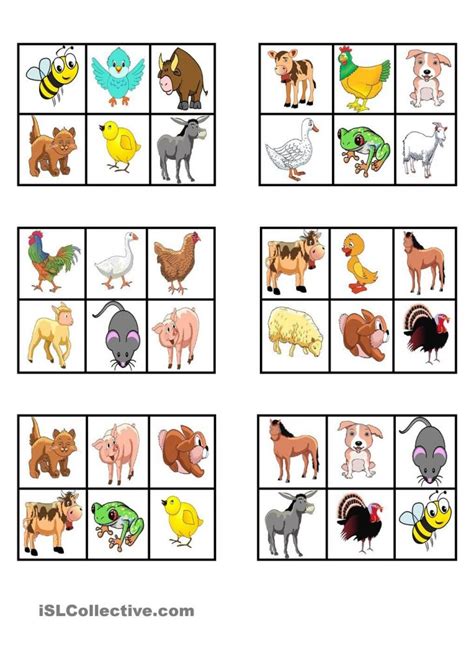 Farm Animals - Bingo | Bingo Para Crianças, Animais Da | Printable Bingo Cards