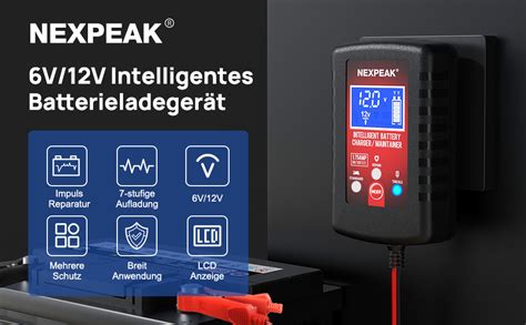 NEXPEAK 1 75 A Car Battery Charger 6 V 12 V Smart Car Battery Charger