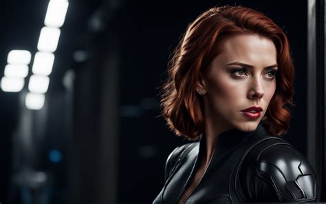 Scarlett Johansson As Black Widow Detailed Realistic Half Bo By