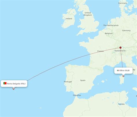 All Flight Routes From Olbia To Ponta Delgada Azores OLB To PDL