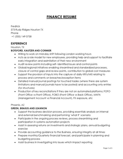 Building A Good Finance Resume Examples And Templates