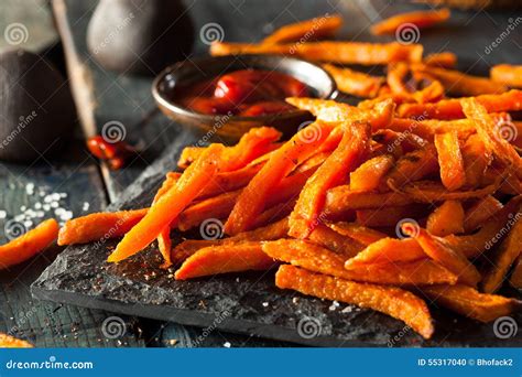 Homemade Orange Sweet Potato Fries Stock Photo - Image of fries, vegan ...