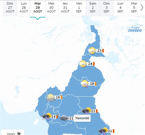 Météo de demain Afrique semaine du 28 aout au 3 septembre