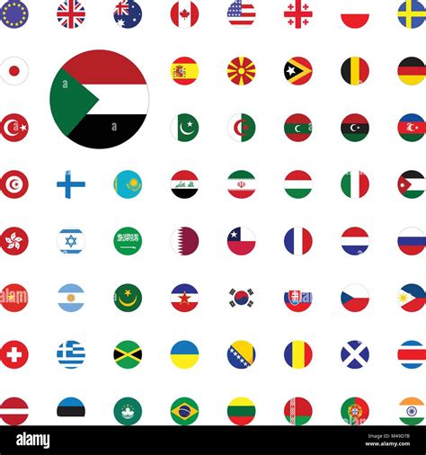 Sudan Round Flag Icon Round World Flags Vector Illustration Icons Set