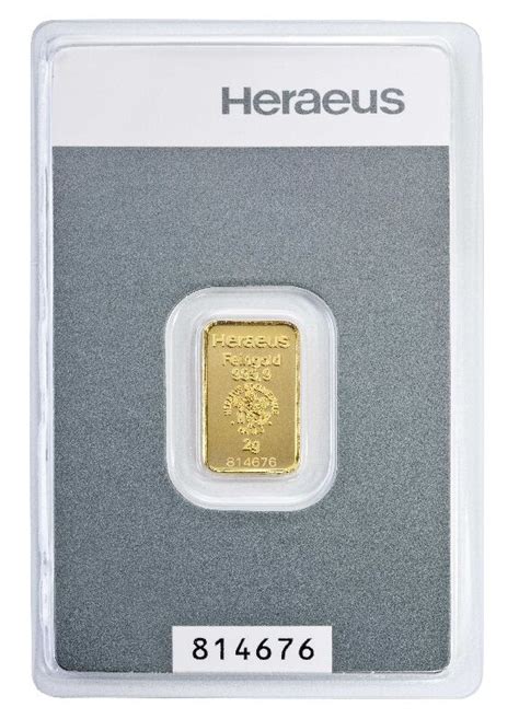 2 G Kinebar Goldbarren Heraeus