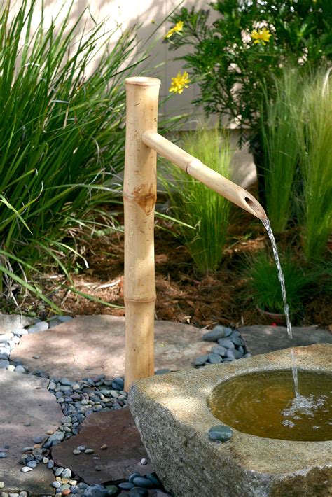 Bamboo Accents Tall Outdoor Water Fountain Spout Easy Install In