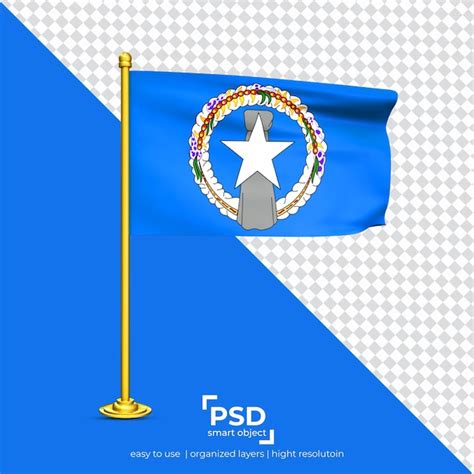 Premium Psd Northern Mariana Islands Waving Flag Set Isolated On