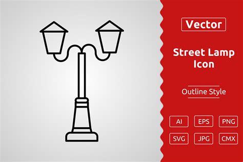 Vector Street Lamp Outline Icon Design Graphic By Muhammad Atiq