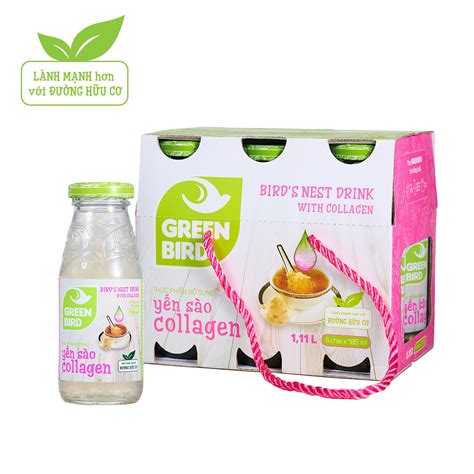 Nước Uống Bổ Dưỡng Yến Sào Collagen 185ml - Lốc 6 chai – GREENBIRD