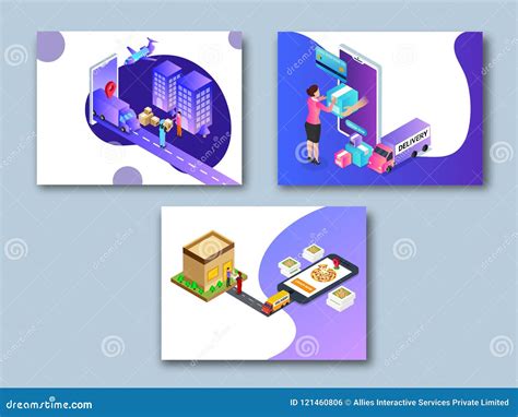 Online Super Fast Delivery Isometric Concept With Delivery Boxes