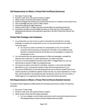 Fillable Online Faa Requirements To Obtain A Private Pilot Certificate