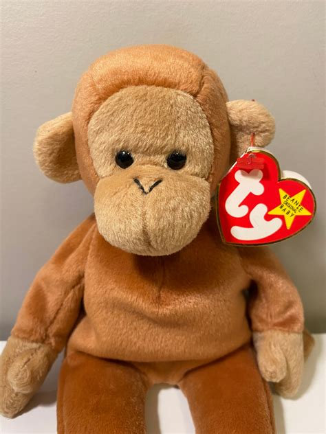 Ty Beanie Baby Bongo The Adorable Monkey Plush With Tan Tail Etsy