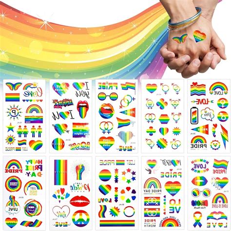 TAVVKE Rainbow Tattoos Sheets Gay Pride Temporary Tattoos