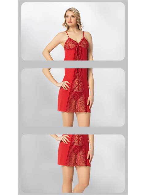 Süsen Lingerie 2 Parça Kırmızı İp Askılı Dantelli Fantezi Fiyatı