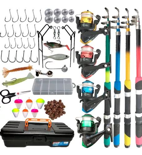 Kit De Pesca Completo 10kg C 4 Varas 4 Molinetes Maleta