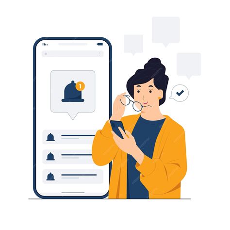 Ilustración de concepto de teléfono de notificación push de
