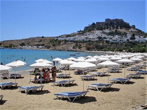 Lindos Beach Rhodes Greece, Beach of Lindos