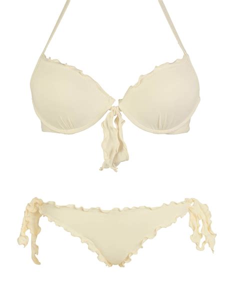 Bikini Super Push Up Frou Frou Con Slip O Brasiliana Fiocchi Panna