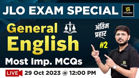 General English Most Imp Mcqs Jlo Exam Special Utkarsh Law