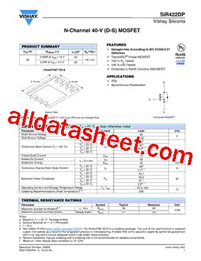 SIR422DP T1 GE3 Datasheet PDF Vishay Siliconix