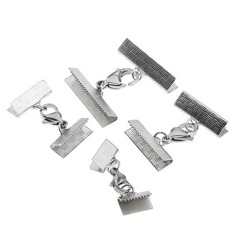 4 Pieces Assorted Sizes of Ribbon Clamp End Crimps Sets for Jewelry ...