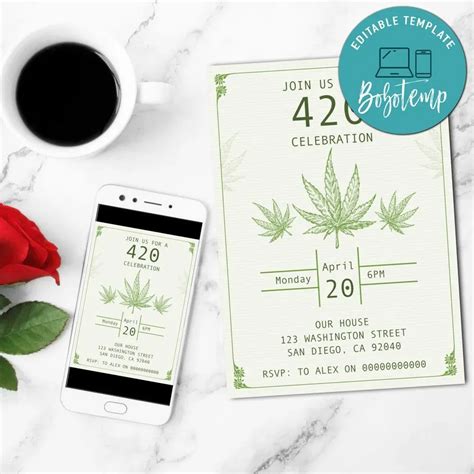 Happy 420 Invitation Template Customizable Diy Createpartylabels