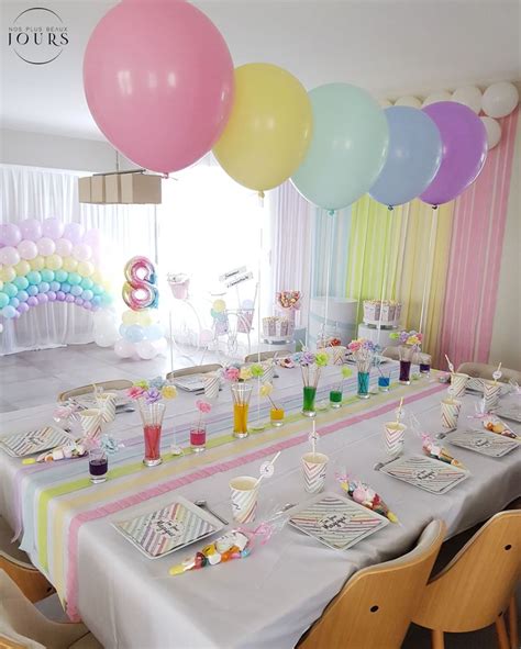 D Coration De Table Anniversaire Arc En Ciel Pastel D Coration