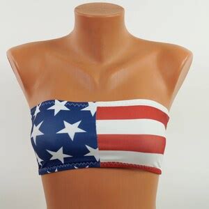 American Flag Bikini Bandeau Bikini Top And Thong Etsy