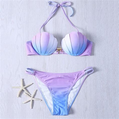 Sexy Mermaid Shell Bikini 2018 Female Bikini Set Women Padded Swimsuit