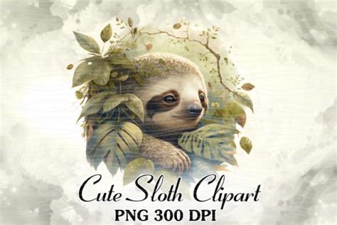 Cute Sloth Watercolor Clipart Graphic By Cat Lady Creative Fabrica