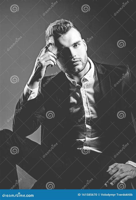 Fashion Portrait Man In Classic Suit Shirt Business Confident