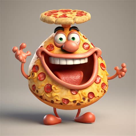 Un Personaje De Dibujos Animados Con Una Pizza En La Cabeza Y Una Gran