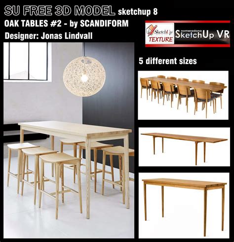 SKETCHUP TEXTURE: free sketchup 3d model oak tables design #2