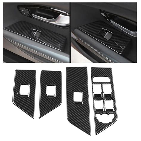 4Pcs Carbon Fiber Window Lift Button Cover Trim Frame For Land Rover